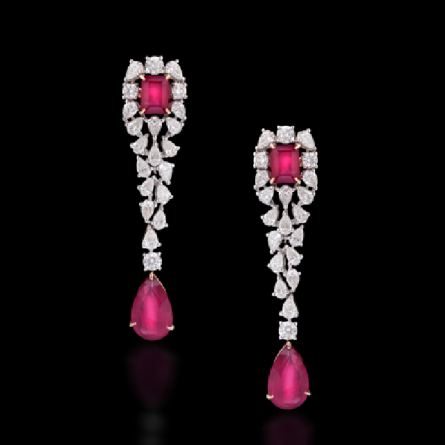 Earrings of Rubies and Diamonds