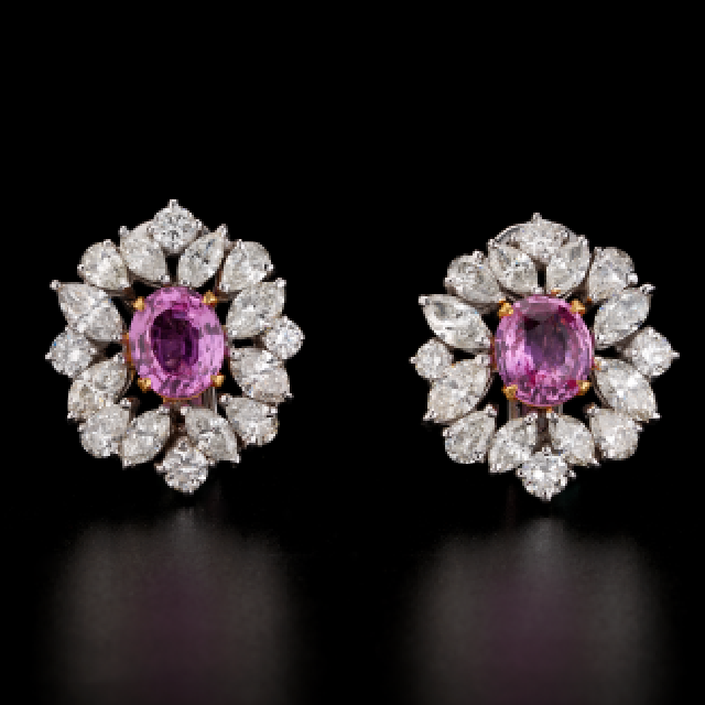 Eatops of Pink Sapphire and Diamonds